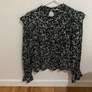 Blouse,Used,Green with Flowers